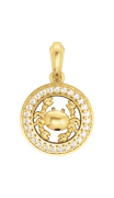 Cancer Charm in 14K Gold Studded with Diamonds with leather cord